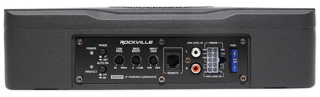 Rockville SS8P 400 Watt Slim Under-Seat Powered Car/Truck Subwoofer Sub+Amp Kit