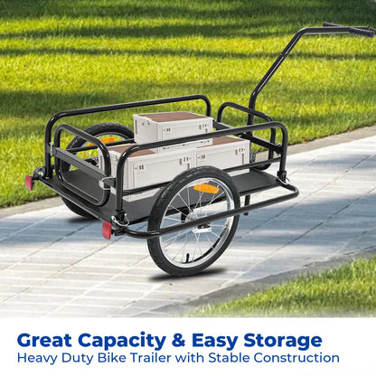 Kojem Foldable Two-Wheels Cargo Trailer Bicycle, Black