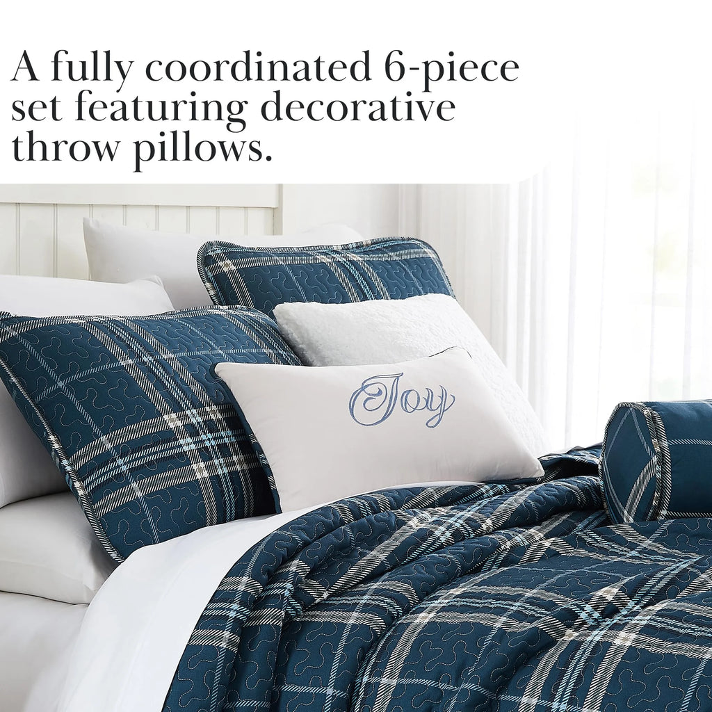 Southshore Fine LinensOversized 5-Piece Twin / Twin XL Quilt Bedding Set with two matching shams and three decorative throw pillows, oversized Paisley farmhouse bedspread Pure Melody Aqua