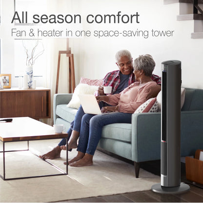 Lasko 42" 1500W All Season Tower Fan & Space Heater with Timer and Remote, White, FH500