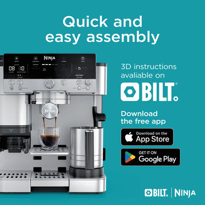 Ninja Luxe Cafe Premier Series, Stainless Steel Espresso Machine and Drip Coffee Maker with integrated Coffee Grinder and Milk Frother, ES601