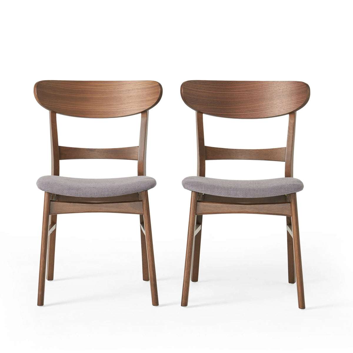 GDF Studio Isador Mid Century Modern Fabric Upholstered Wood Dining Chairs, Set of 2, Dark Gray and Walnut