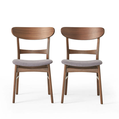 GDF Studio Isador Mid Century Modern Fabric Upholstered Wood Dining Chairs, Set of 2, Dark Gray and Walnut