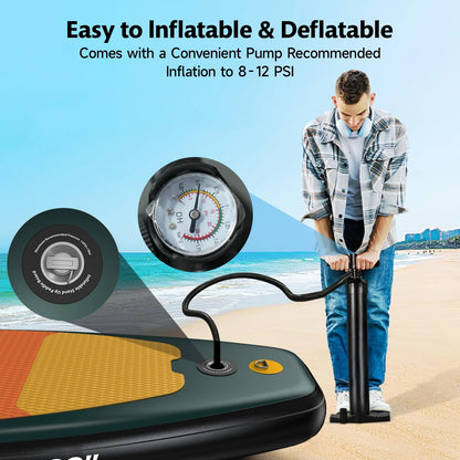 LNOW 10'6 Inflatable Stand Up Paddle Board  6' Thick SUP Paddle Board with Paddleboard Accessories Triple Action Pump