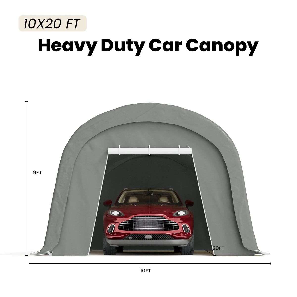 COSIEST 10'x20'Heavy Duty Carport ,Portable Outdoor Canopy Garage with Waterproof PE Roof and Steel Frame