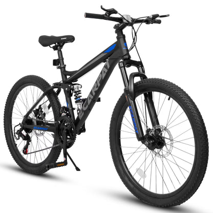 A2660 26 Inch Mountain Bike, 21-Speed Disc Brakes, Durable Frame, Front, Rear Dual-Shock Absorption, Unisex for Commuting, Travel, School, Mountain and City Road Cycling