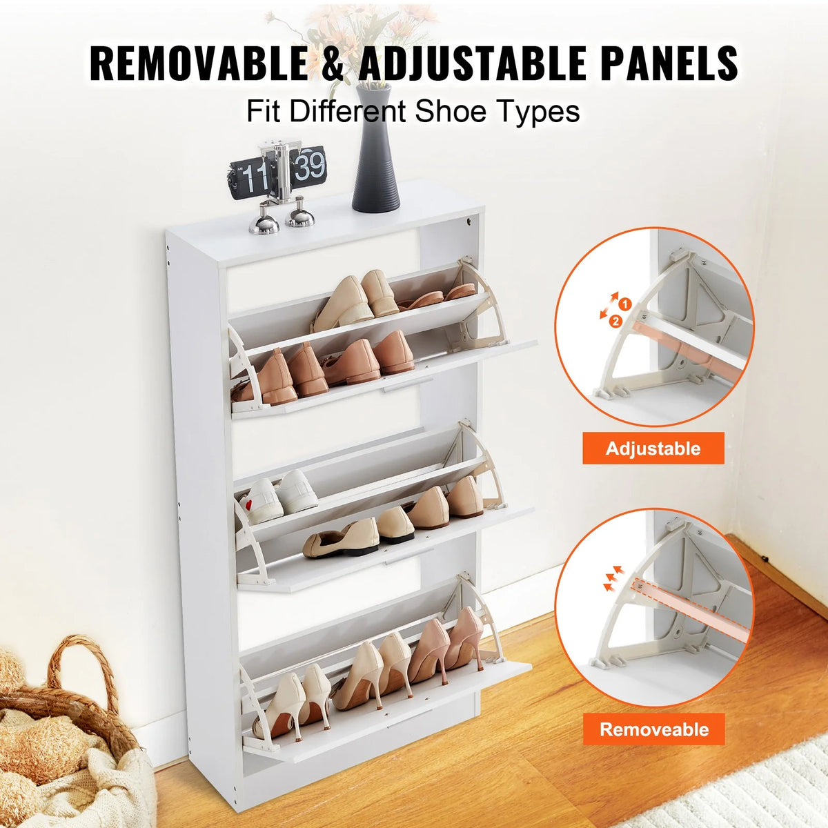 Hyxoo 3 Flip Drawer Shoe Cabinet �C Sleek Entryway Storage, Spacious Organizer for Shoes, Practical Home Furniture