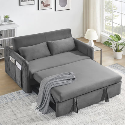 Convertible Sofa Bed,3 in 1 Sleeper Sofa with 2 Pillows and Adjustable Backrest for Living Room Office,Black
