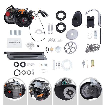 Aiqidi Full Set 100CC 4-Stroke Bicycle Engine Kit Gas Motorized Motor Bike Modified Engine Conversion Kit Chain Drive 3HP 3600Rpm