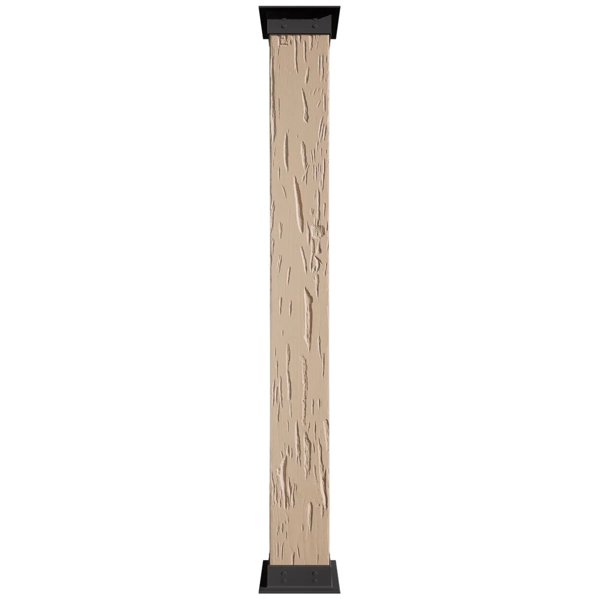 Ekena Millwork 6"W x 5'H Sand Blasted Endurathane Faux Wood Non-Tapered Square Column Wrap with Faux Iron Capital & Base