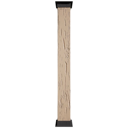 Ekena Millwork 6"W x 5'H Sand Blasted Endurathane Faux Wood Non-Tapered Square Column Wrap with Faux Iron Capital & Base