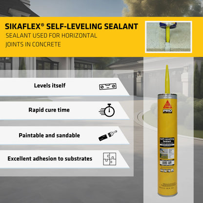 Sikaflex self-Leveling sealant - Gray - Seals Horizontal Joints in Concrete - Strong Elasticity Improves Durability - 29 fl. oz. Cartridge (Pack of 12)