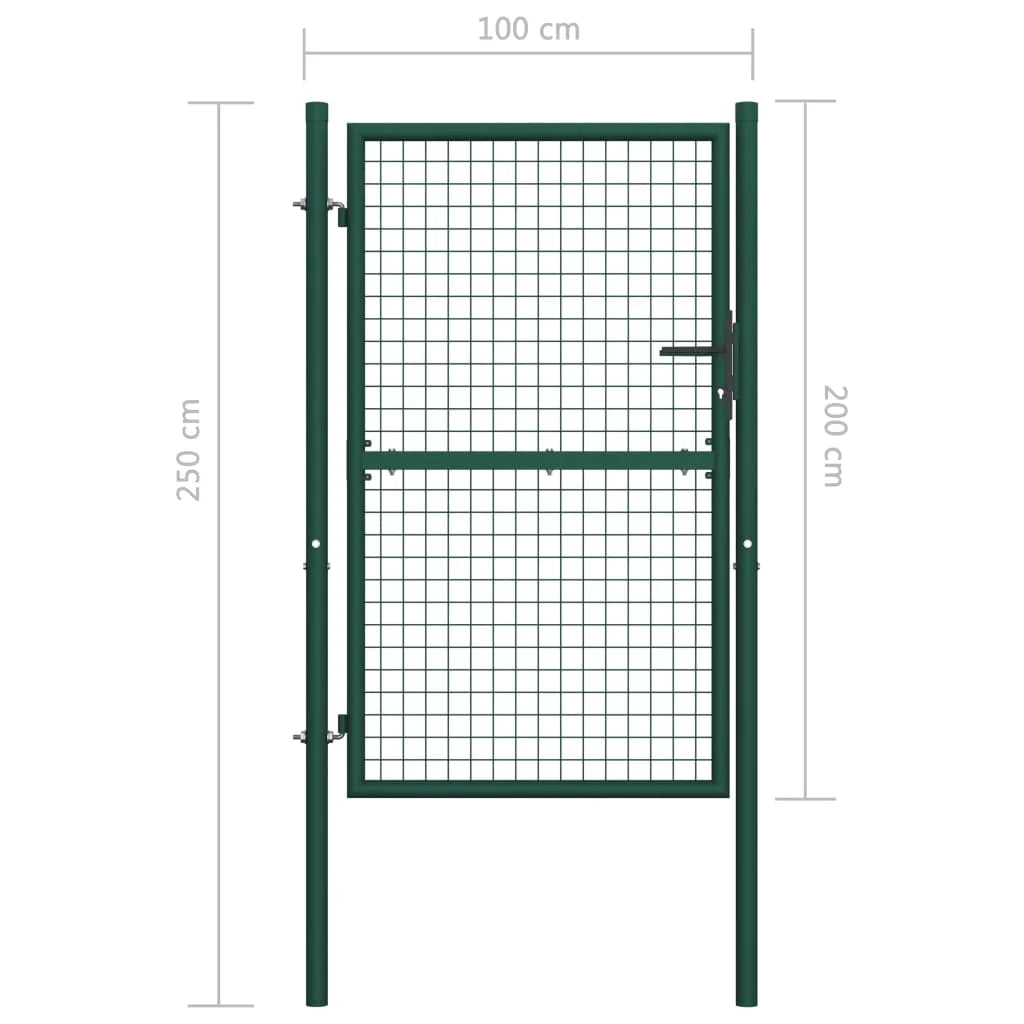 vidaXL Fence Gate Metal Fence Post Garden Gate for Outdoor Patio Steel Green