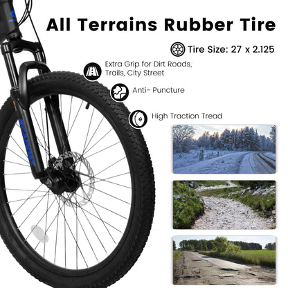 27.5 inch Full Suspension Mountain Bike, Front and Rear Dual Shock Absorbers, Mechanical Disc Brakes, 21-Speed, Suitable for Men and Women, Ideal for Travel and Fitness Enthusiasts