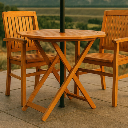 Sunnydaze 35.5" Meranti Folding Octagon Outdoor Dining Table