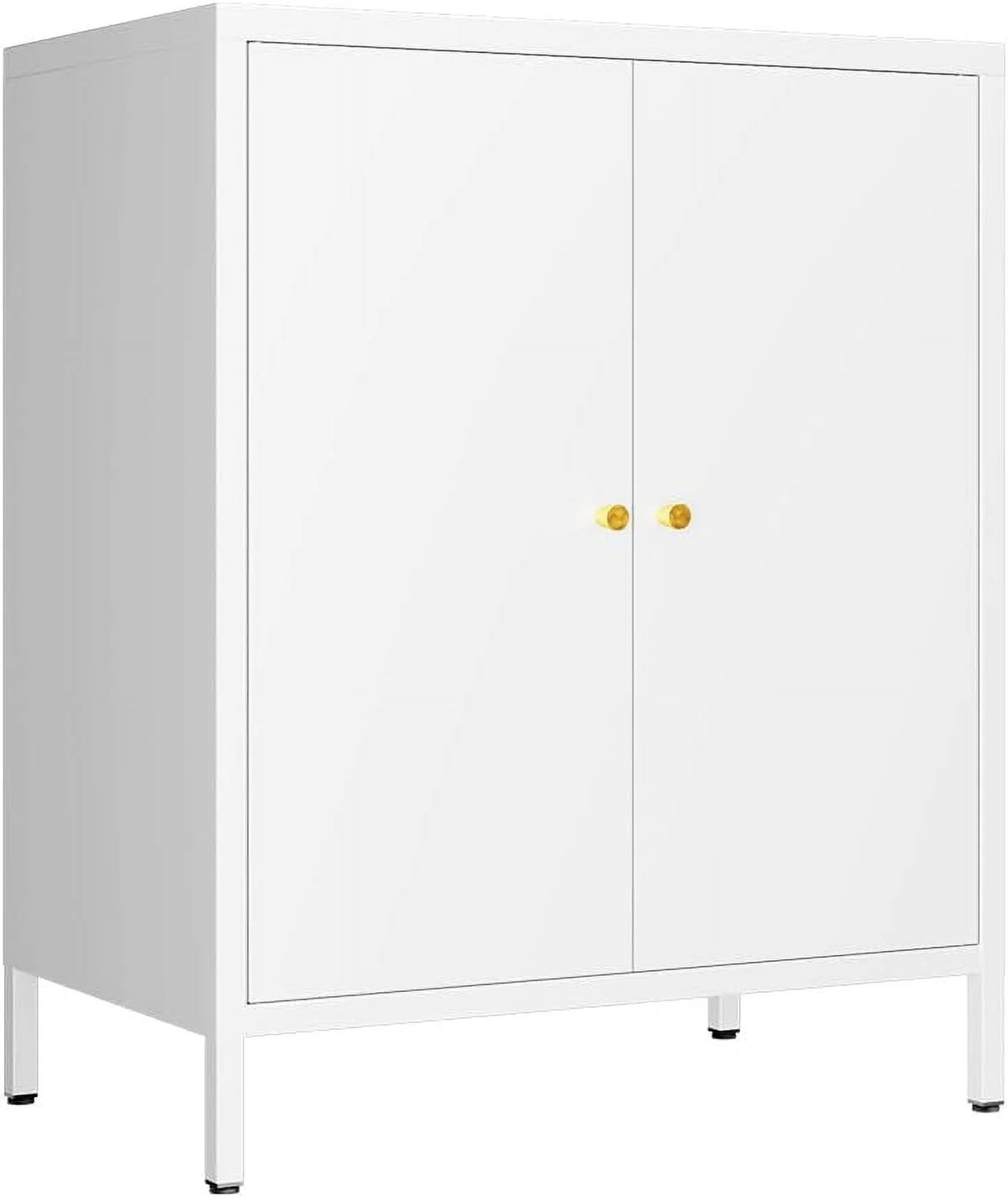 Small 2 Transparent Door Metal Storage Side Buffet Cabinet for Bed Room,Living Room,Entryway,Hallway,Home,Hotel,Office,Garage,Kitchen,1 Removable Shelf.