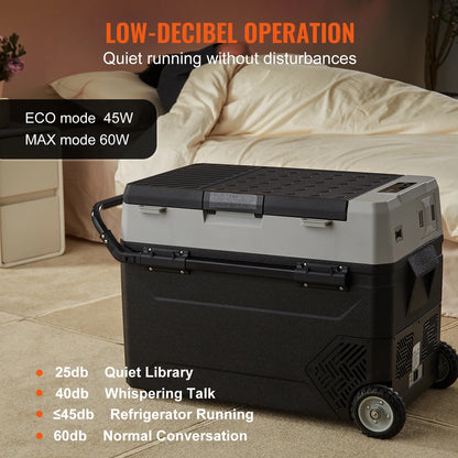 VEVOR Car Refrigerator 48Qt, Dual Zone Car Fridge Freezer12/24V DC & 110-240V AC Electric Compressor Cooler for Truck Vehicle RV