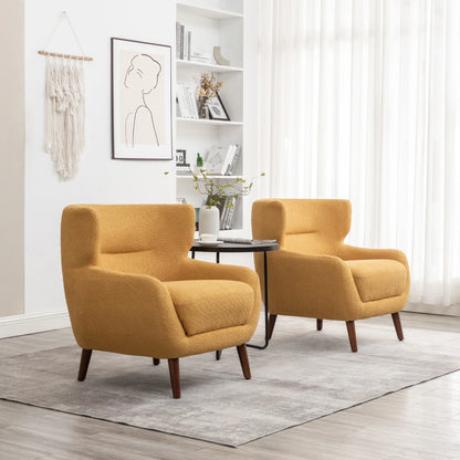 ALEAVIC White Accent Chair Upholstered Armchair with Solid Wood Legs
