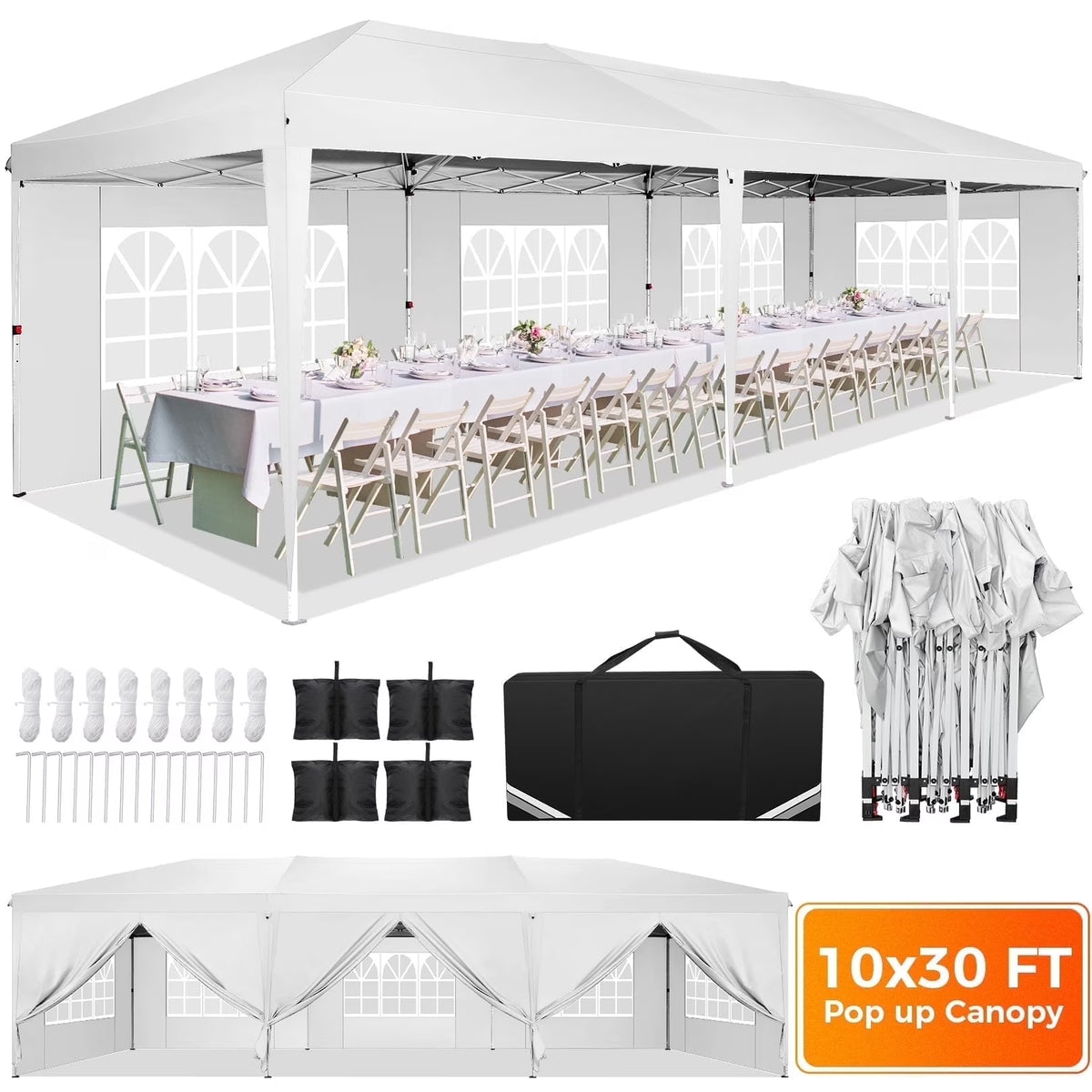 SANOPY 10'x10' EZ Pop Up Canopy Tent Outdoor Party Instant Shelter Portable Folding Beach Canopy with 4 Sandbag & Carrying Bag, Black