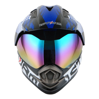1Storm Dual Sport Helmet Motorcycle HGXP14A Full Face Motocross Off Road Bike + Motorcycle Bluetooth Headset: Matt Black