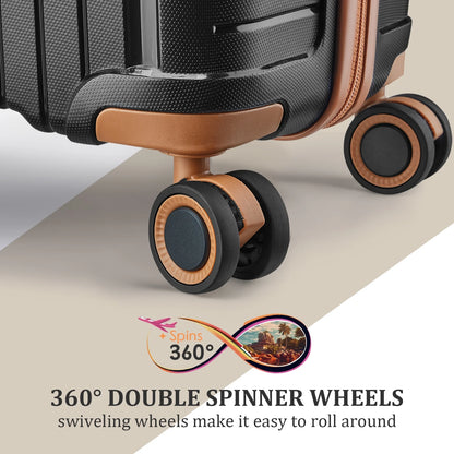 Joyway 5 Piece Luggage Sets Hardshell Lightweight Suitcase with TSA Lock Spinner Wheels-Orange