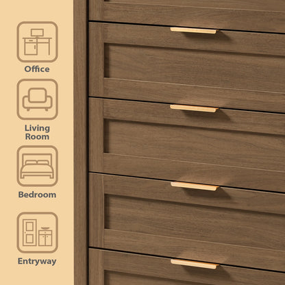 ARKANTOS Wooden 6 Drawer Double Dressers, Wide Chests of Drawers for Bedroom, Natural Oak