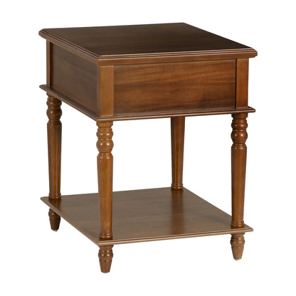 Powell McGhie Single Drawer Indoor End Table with Shelf, 26" Tall, Natural