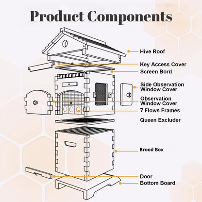 Bee Hive with Tap and Flow Hive Frame Complete Beehive Kit for Beginners
