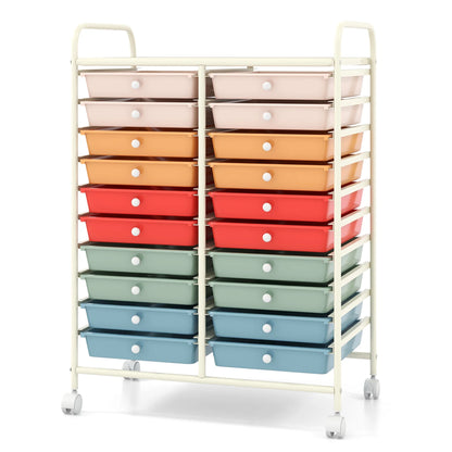 Gymax Office Rolling Cart 20 Storage Drawers Scrapbook Paper Studio Organizer Mutlicolor