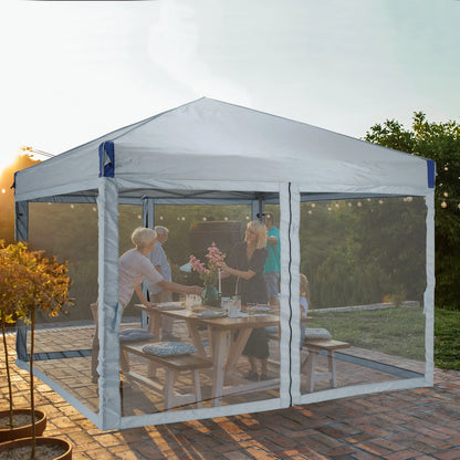 Aoodor 12'x12' Pop Up Canopy with Removable Mesh Sidewalls, Outdoor Portable Instant Shelter Tent-Black