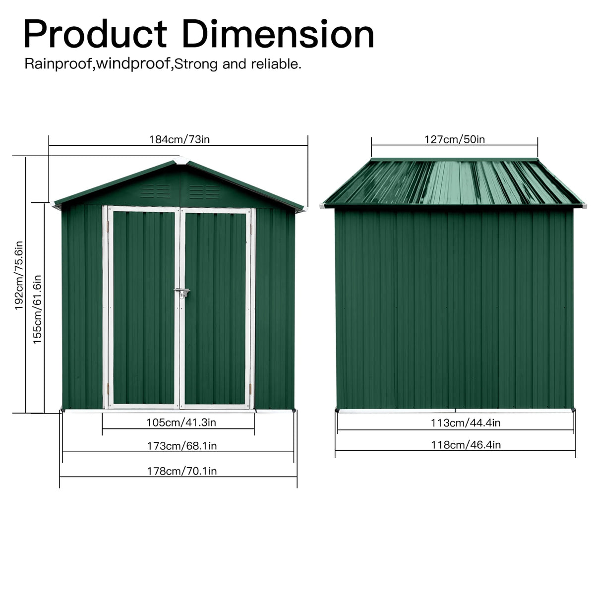 Outdoor Storage Garden Sheds 6FTx4FT Apex Roof Lockable Doors for Backyard White+Yellow