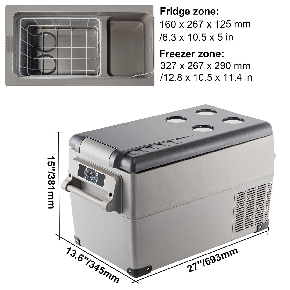 BENTISM 22L Portable Car Refrigerator, 23 Quart RV Fridge, 12/24V DC & 110-240V AC Vehicle Car Truck Boat Mini Electric Cooler for Driving Travel Fishing Outdoor and Home Use