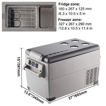 BENTISM 22L Portable Car Refrigerator, 23 Quart RV Fridge, 12/24V DC & 110-240V AC Vehicle Car Truck Boat Mini Electric Cooler for Driving Travel Fishing Outdoor and Home Use