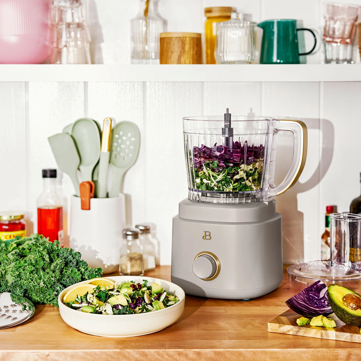 Beautiful 10-Cup Food Processor with Accessories, White Icing by Drew Barrymore
