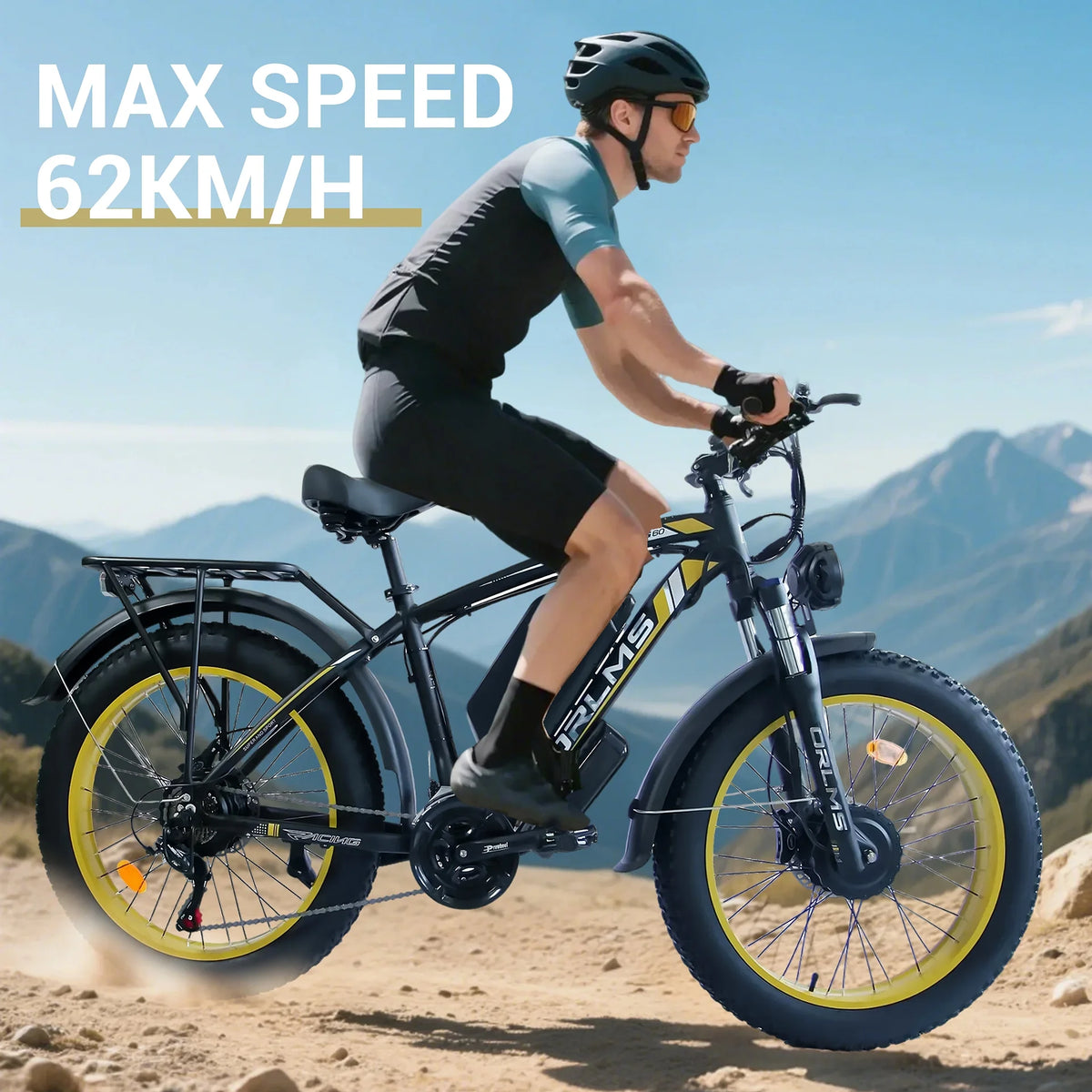 60V 25AH Battery Electric Bike for Adults,5000W Peak Dual Motor Ebike,AWD 21-Speed 50MPH Mountain Snow E-Bike with 26" x 4.0 Fat Tire, Long Range Mountain Dirt Bike for Off-Road Snow Sand