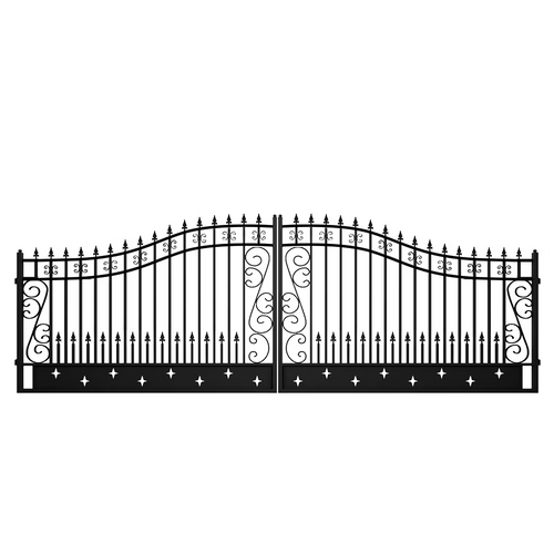 Outdoor Dual Swing Wrought Iron Gate for Driveway, Security Gate, Outdoor Fence Gate, Vienna Style for Yard, Backyard Patio�� 20'Star��