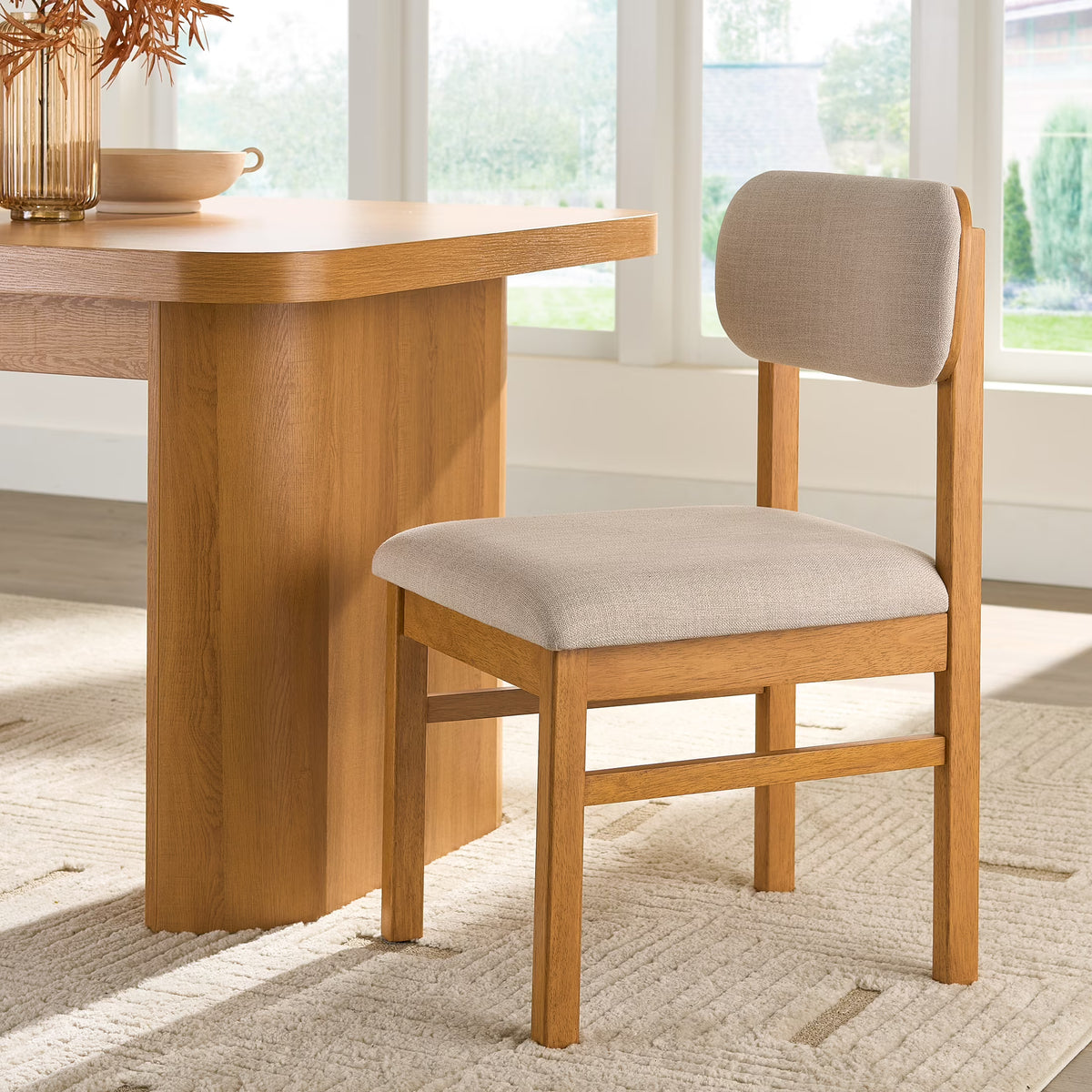 Better Homes & Gardens Juliet Dining Chairs 2 Pack, Light Honey Finish and Olive Green