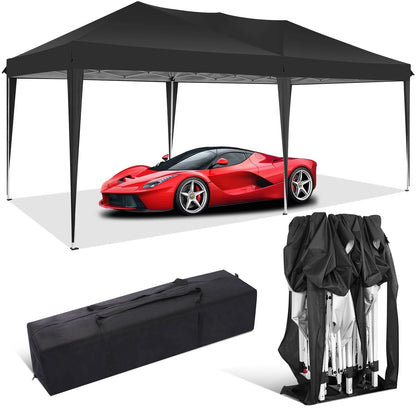 SANOPY 10'x10' EZ Pop Up Canopy Tent Outdoor Party Instant Shelter Portable Folding Beach Canopy with 4 Sandbag & Carrying Bag, Black