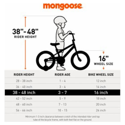 Mongoose 16" Mutant Kid's BMX Bike, Ages 3-5, Black & Orange