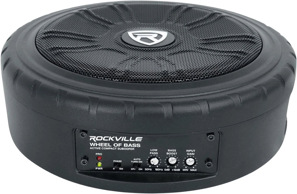 Rockville WHEEL OF BASS 8" Slim Under-Seat Powered Truck/Car Audio Subwoofer Sub