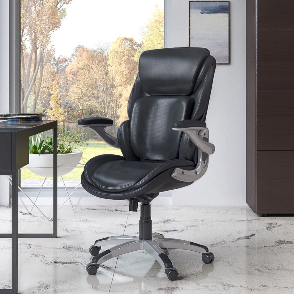 Serta Lumbar Support and Swivel Manager Desk Chair, Black