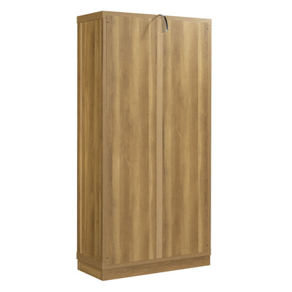 Better Homes & Gardens Ezra Glass Door Storage Accent Cabinet, Warm Walnut finish