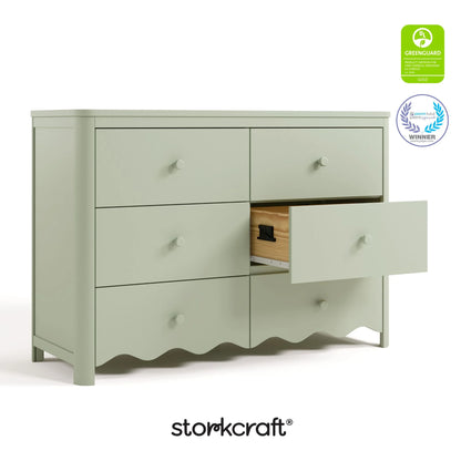 Storkcraft Casablanca 6 Drawer Nursery Dresser, Sage