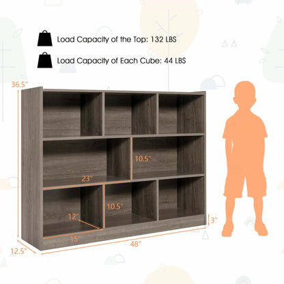 Costway 3-tier Open Bookcase 8-Cube Floor Standing Storage Shelves Display Cabinet White