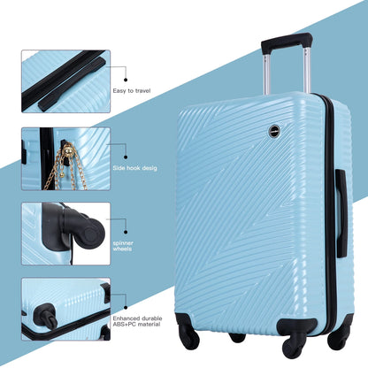 Tripcomp Luggage 3 Piece Set,Suitcase with Spinner Wheels Hardside Lightweight Luggage 20in24in28in.(Blue)