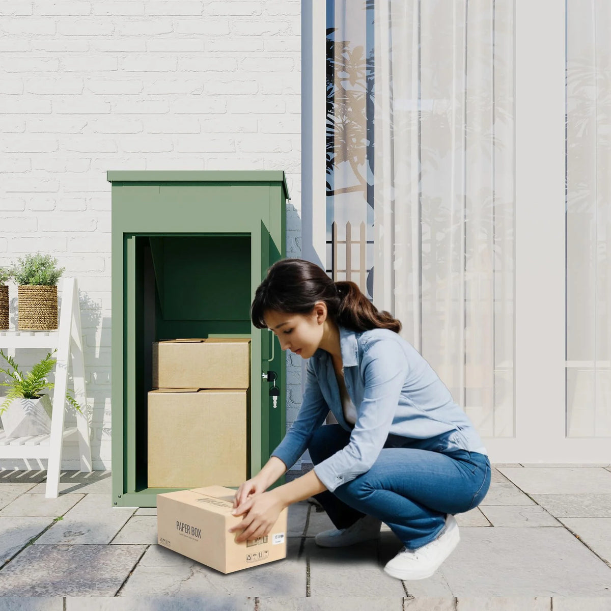 AECOJOY Package Delivery Boxes for Outside Parcel Drop Box Outdoor Storage Box Wall Mounted Express Mail Package Delivery Box 17" x 16" x 38.3" Black