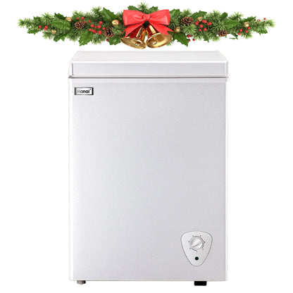 3.5 Cubic Chest Freezer, Compact Deep Freezer with Top Open Door and Removable Storage Basket, 7 Gears Temperature Control, Energy Saving, for Office Dorm or Apartment