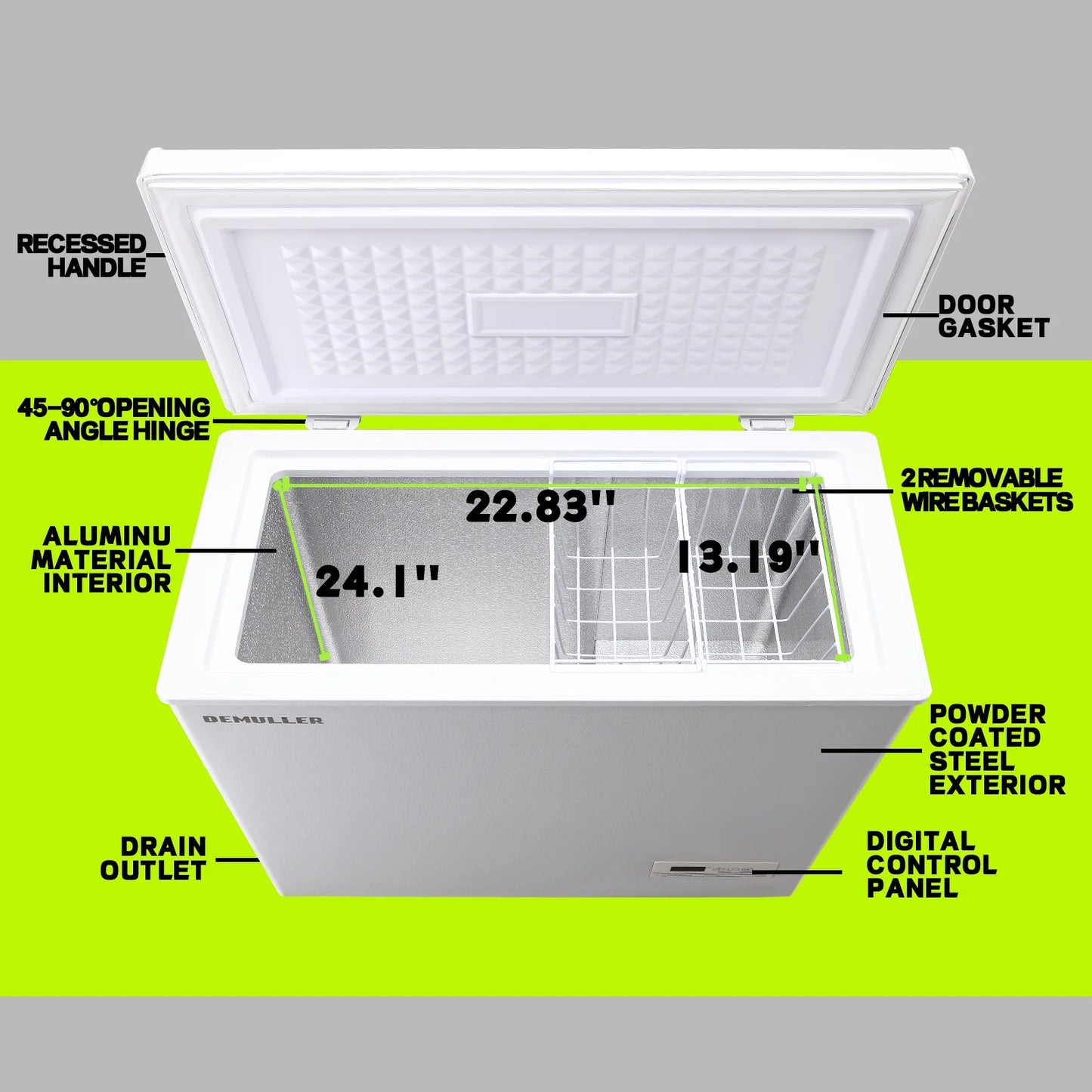 DEMULLER 3.5 Cu. ft Chest Freezer Small Freezers with Top Open Door Freestanding Black