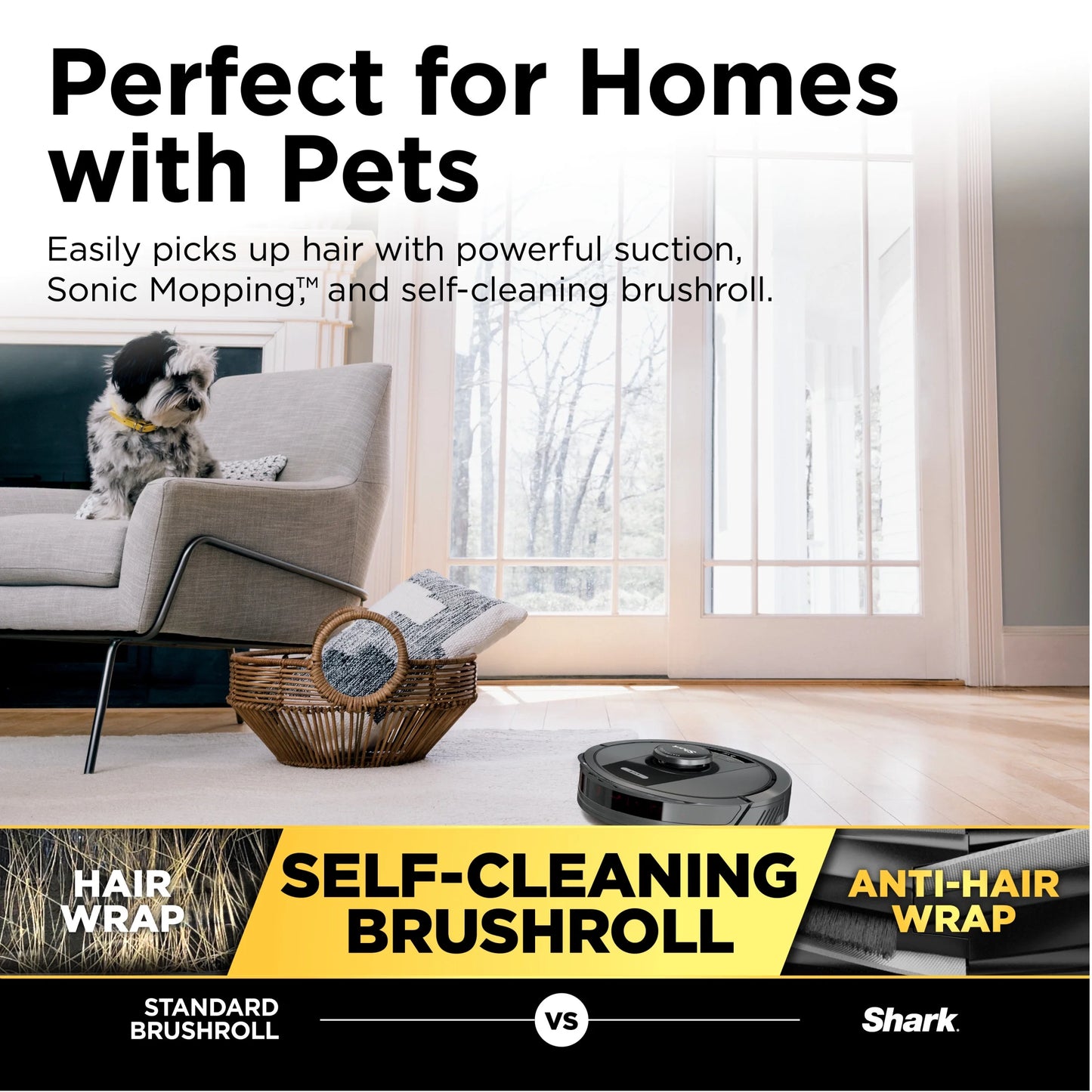 Shark Matrix Robot Vacuum & Mop, Auto Empty, Carpets and Hard Floors, 30-Day Capacity Base, Precision Home Mapping, Pet-Friendly, Wi-Fi, RV2400WS