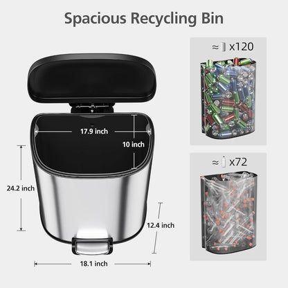 Garvee 13.2 Gal D-Shape Kitchen Trash Can with Lid, Smudge Resistant, Stainless Steel, Silver